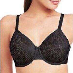 NWT Wacoal Visual Effects Minimizer Style 357210 Black Lace Underwire Bra